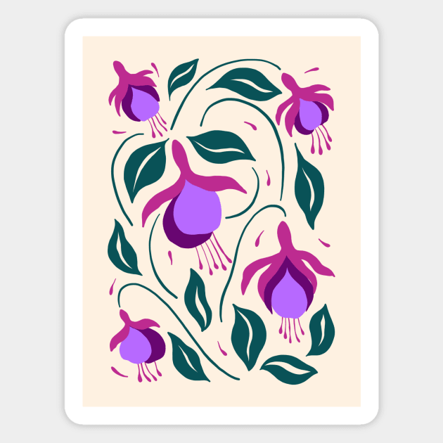 Fuchsia Flowers Magnet by JunkyDotCom